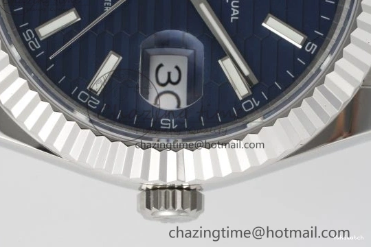 Bracelet Steel JDF DateJust on SS Dial Blue V2 VR3235 41 904L Oyster Textured 0309